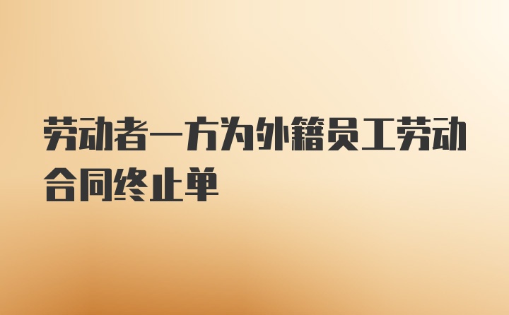 劳动者一方为外籍员工劳动合同终止单