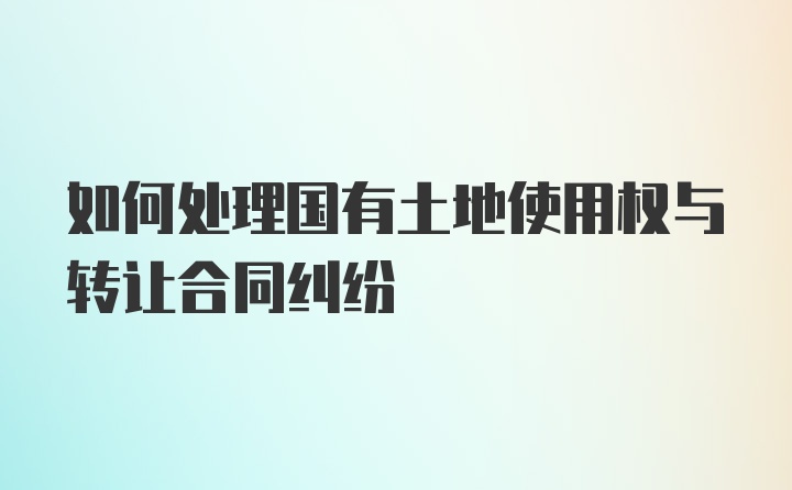 如何处理国有土地使用权与转让合同纠纷