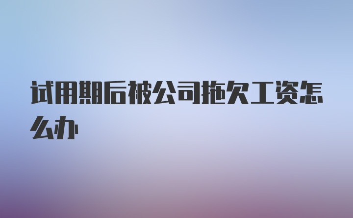 试用期后被公司拖欠工资怎么办