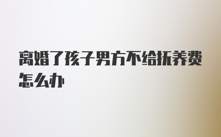 离婚了孩子男方不给抚养费怎么办