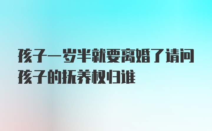 孩子一岁半就要离婚了请问孩子的抚养权归谁