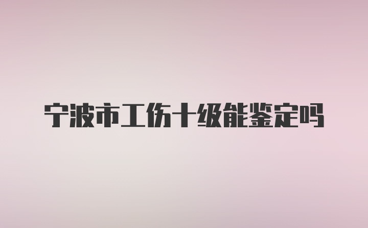 宁波市工伤十级能鉴定吗