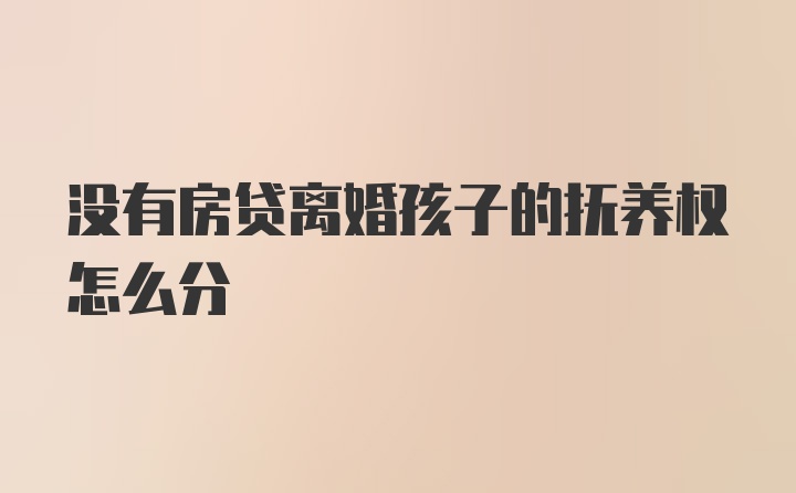 没有房贷离婚孩子的抚养权怎么分