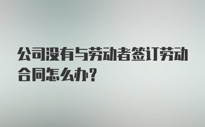 公司没有与劳动者签订劳动合同怎么办？