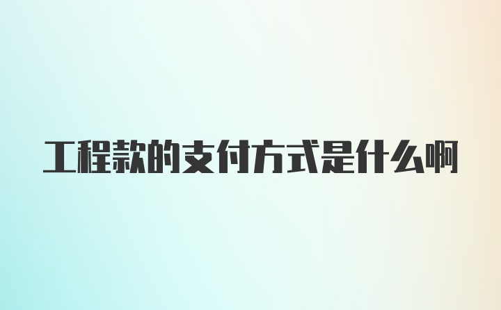 工程款的支付方式是什么啊