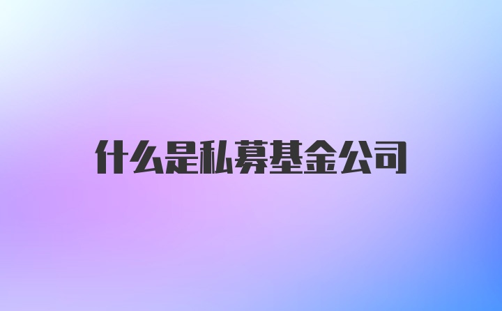 什么是私募基金公司