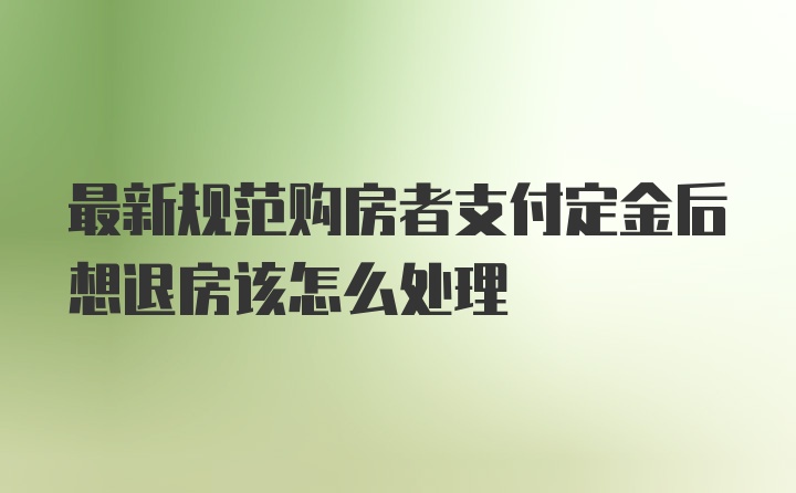 最新规范购房者支付定金后想退房该怎么处理