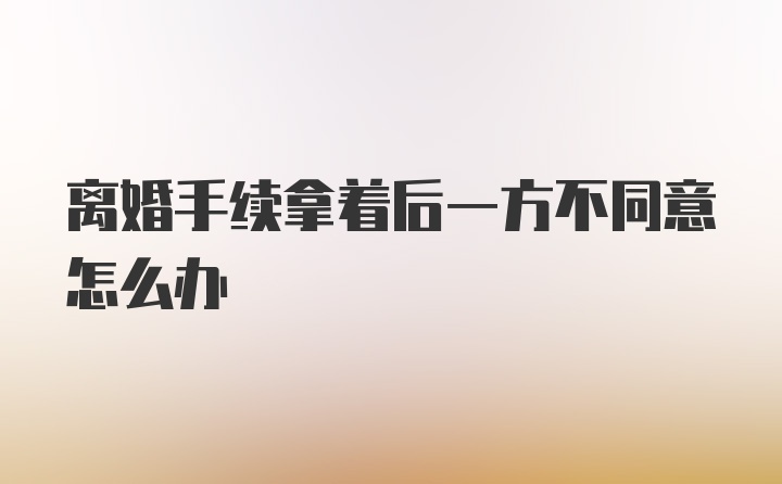 离婚手续拿着后一方不同意怎么办