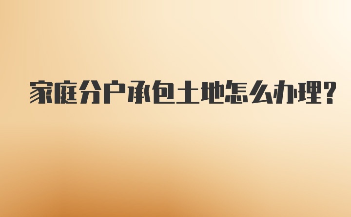 家庭分户承包土地怎么办理？