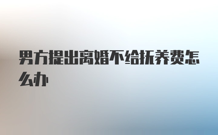 男方提出离婚不给抚养费怎么办