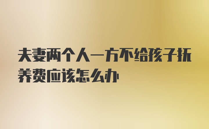 夫妻两个人一方不给孩子抚养费应该怎么办