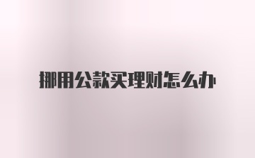 挪用公款买理财怎么办