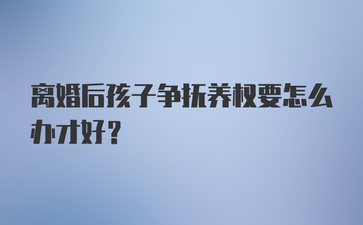 离婚后孩子争抚养权要怎么办才好？