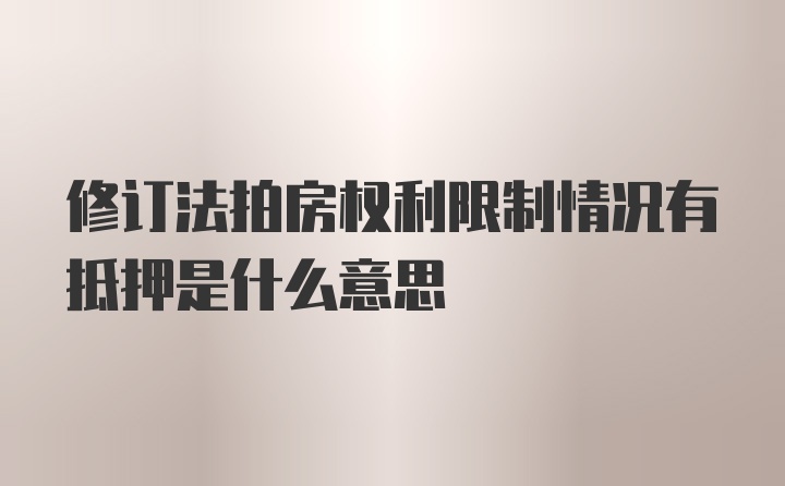 修订法拍房权利限制情况有抵押是什么意思