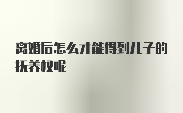 离婚后怎么才能得到儿子的抚养权呢