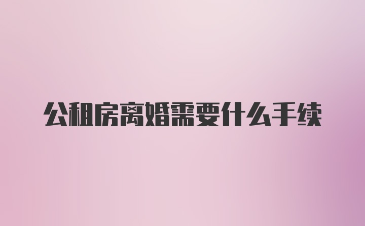 公租房离婚需要什么手续