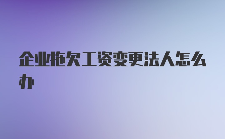 企业拖欠工资变更法人怎么办