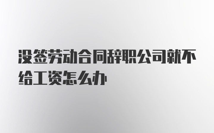 没签劳动合同辞职公司就不给工资怎么办