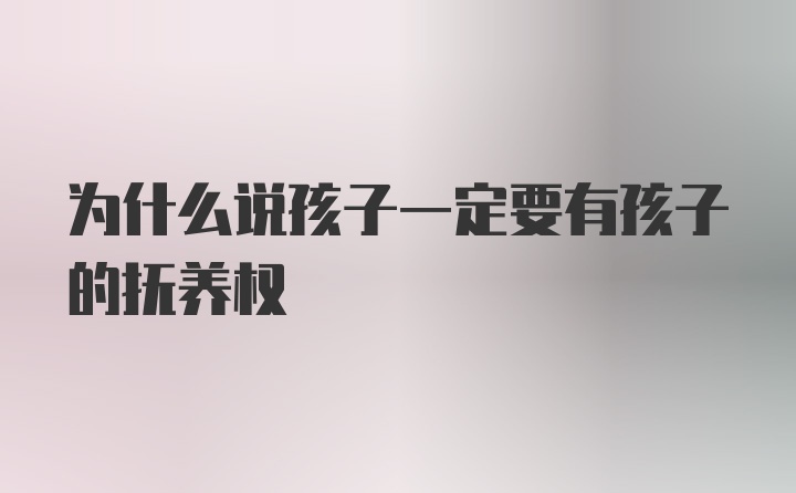 为什么说孩子一定要有孩子的抚养权