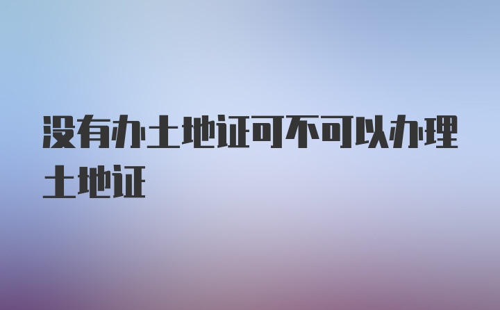 没有办土地证可不可以办理土地证