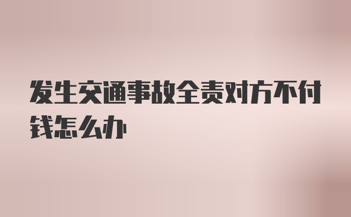 发生交通事故全责对方不付钱怎么办