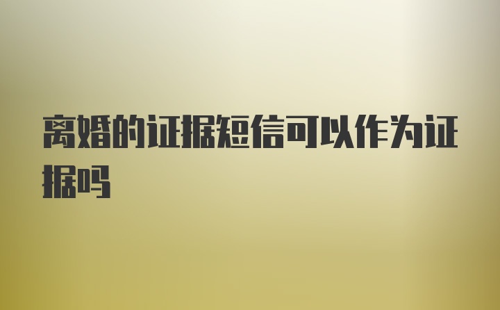 离婚的证据短信可以作为证据吗