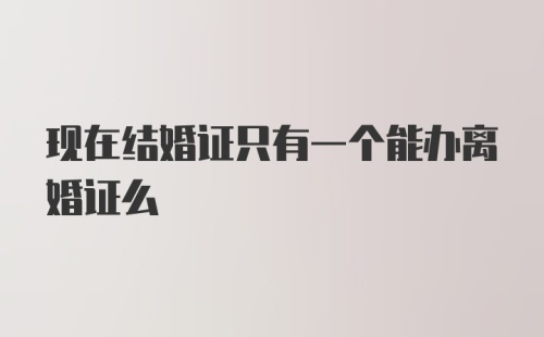 现在结婚证只有一个能办离婚证么