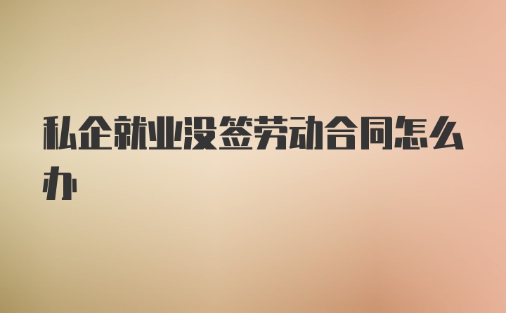 私企就业没签劳动合同怎么办