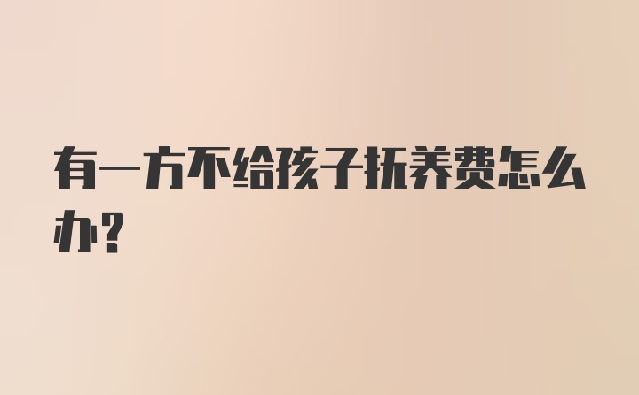 有一方不给孩子抚养费怎么办？