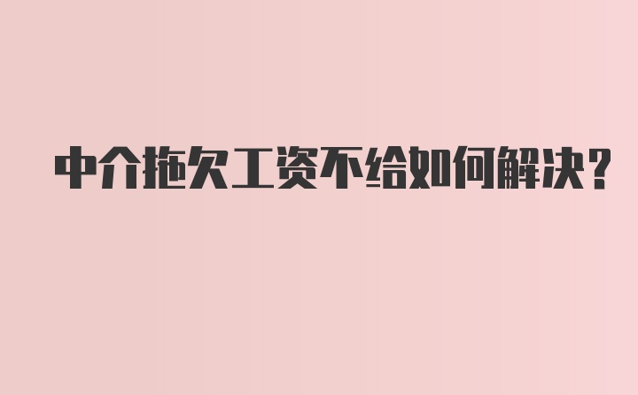 中介拖欠工资不给如何解决？