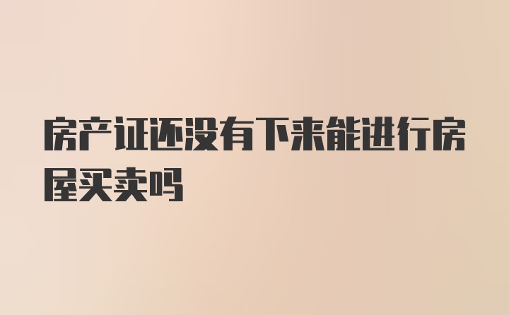 房产证还没有下来能进行房屋买卖吗