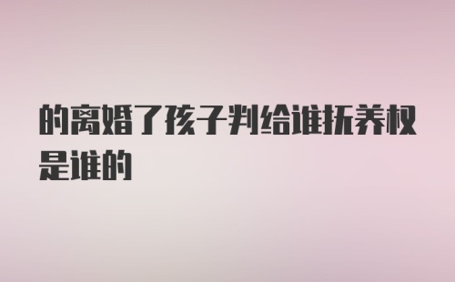 的离婚了孩子判给谁抚养权是谁的