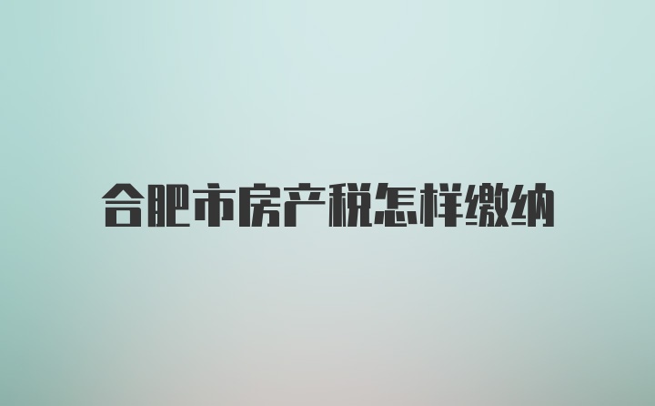 合肥市房产税怎样缴纳