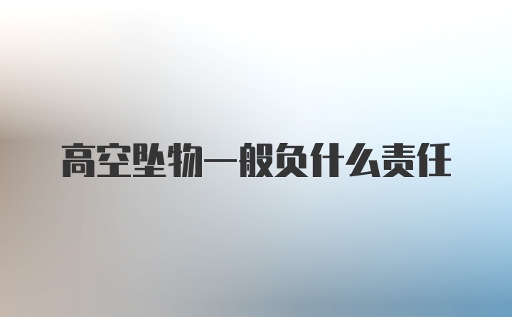 高空坠物一般负什么责任