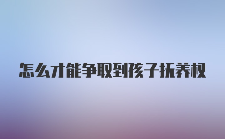 怎么才能争取到孩子抚养权