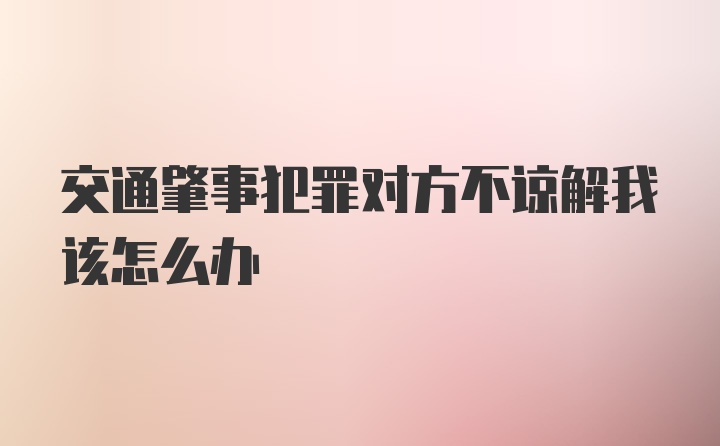 交通肇事犯罪对方不谅解我该怎么办