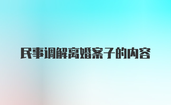 民事调解离婚案子的内容