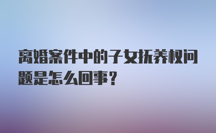 离婚案件中的子女抚养权问题是怎么回事？