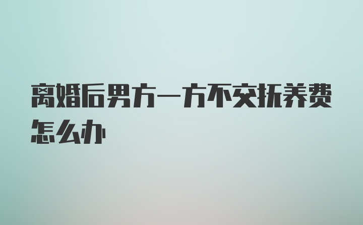 离婚后男方一方不交抚养费怎么办