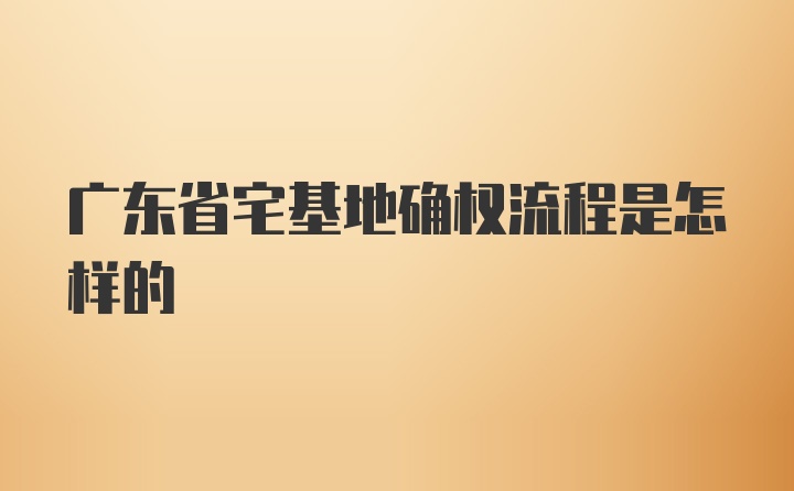 广东省宅基地确权流程是怎样的