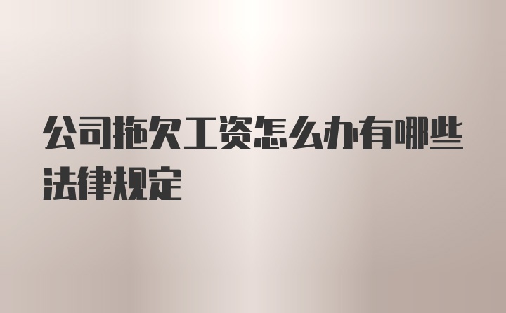 公司拖欠工资怎么办有哪些法律规定