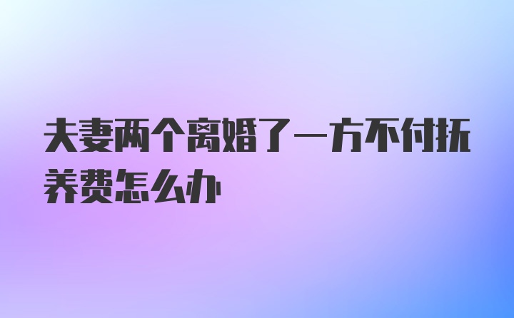 夫妻两个离婚了一方不付抚养费怎么办