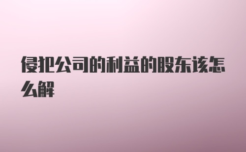 侵犯公司的利益的股东该怎么解