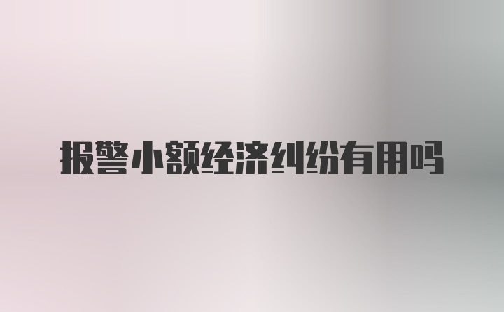 报警小额经济纠纷有用吗