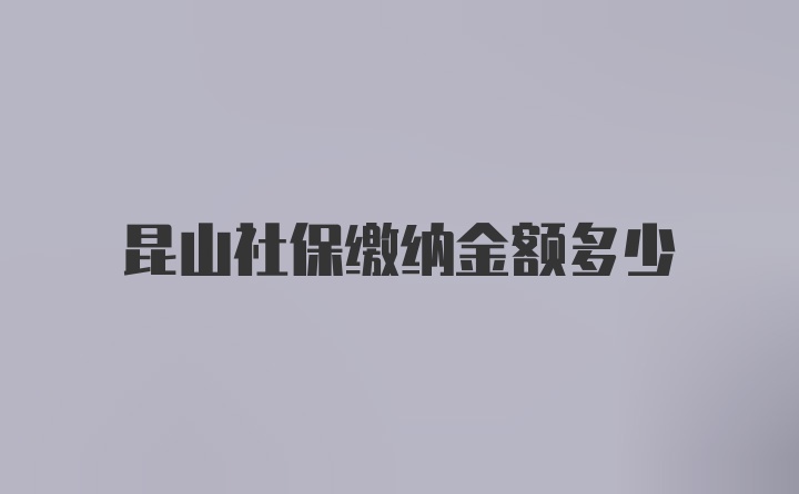 昆山社保缴纳金额多少