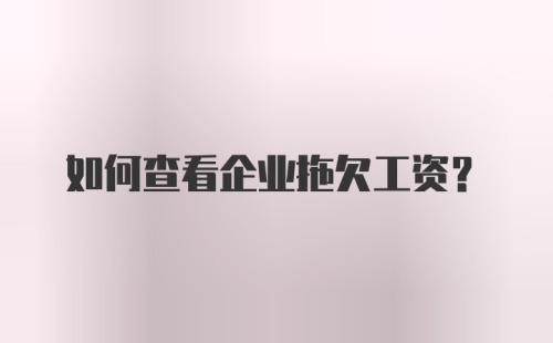 如何查看企业拖欠工资？