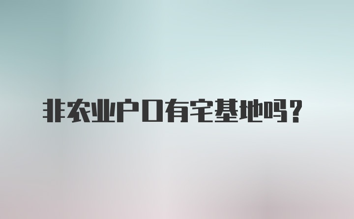 非农业户口有宅基地吗？