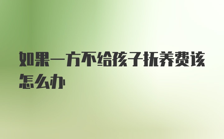 如果一方不给孩子抚养费该怎么办