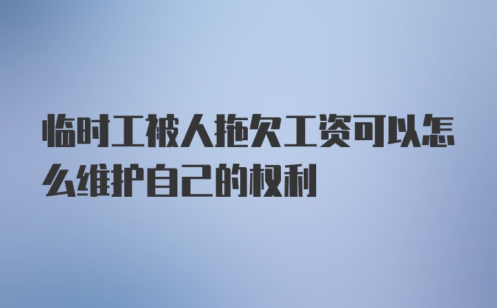 临时工被人拖欠工资可以怎么维护自己的权利