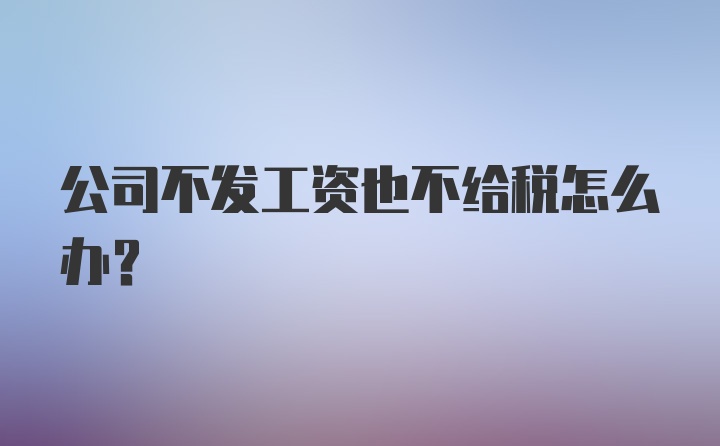 公司不发工资也不给税怎么办？